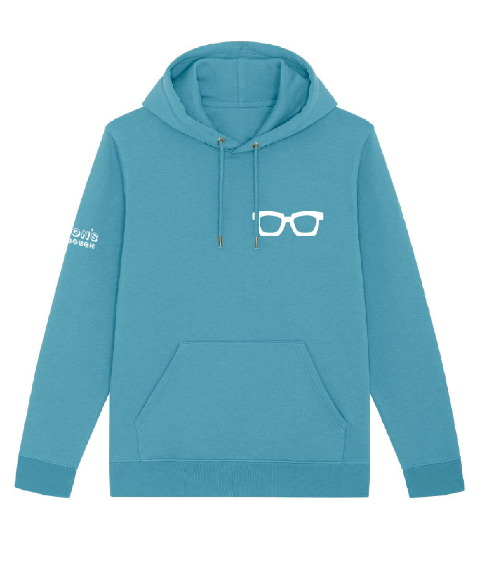 Blue hoodie Just Dough It front visual.png